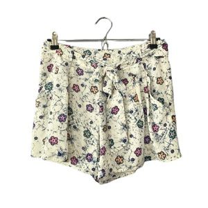Nieves Lavi Floral Print High Waisted Silk Shorts Size 4